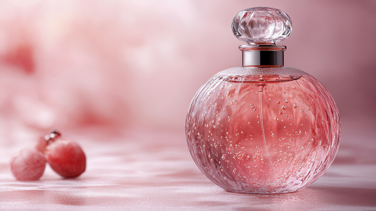BENLUX Boutique -BENLUX Boutique vecteezy elegant pink perfume bottle placed on a soft background with 54418070